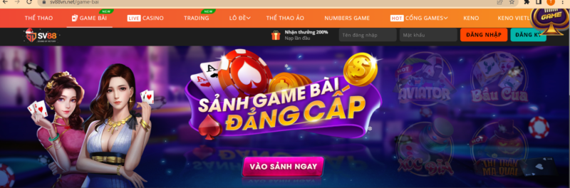 Chơi game bài online trên SV88