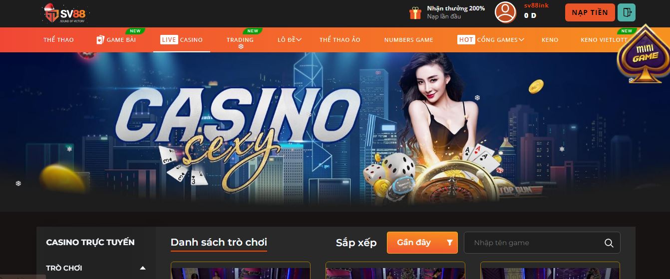 Trải nghiệm game casino hot nhất tại nhà cái SV88 vip