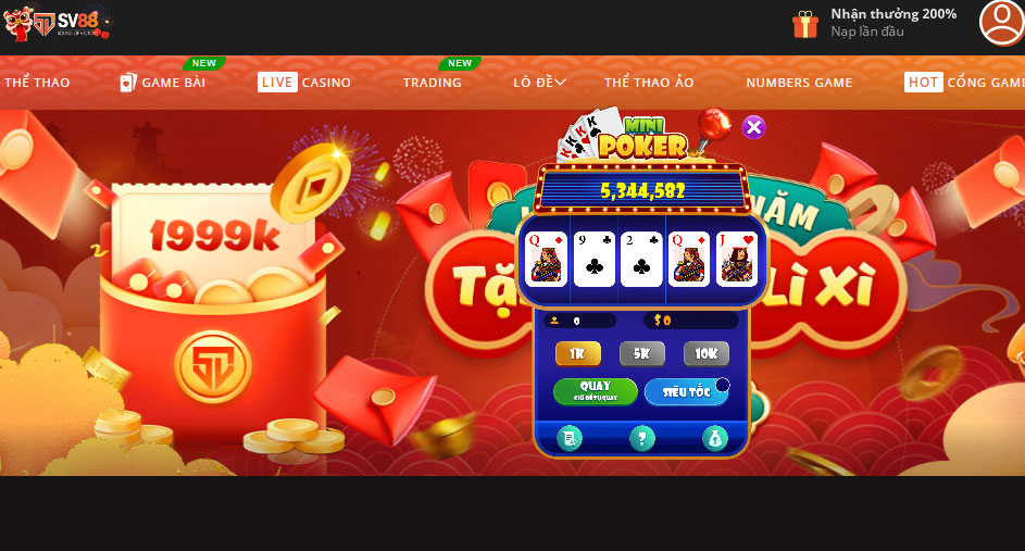 Mini game tại SV88 Club diễn ra nhanh với mức thưởng lớn